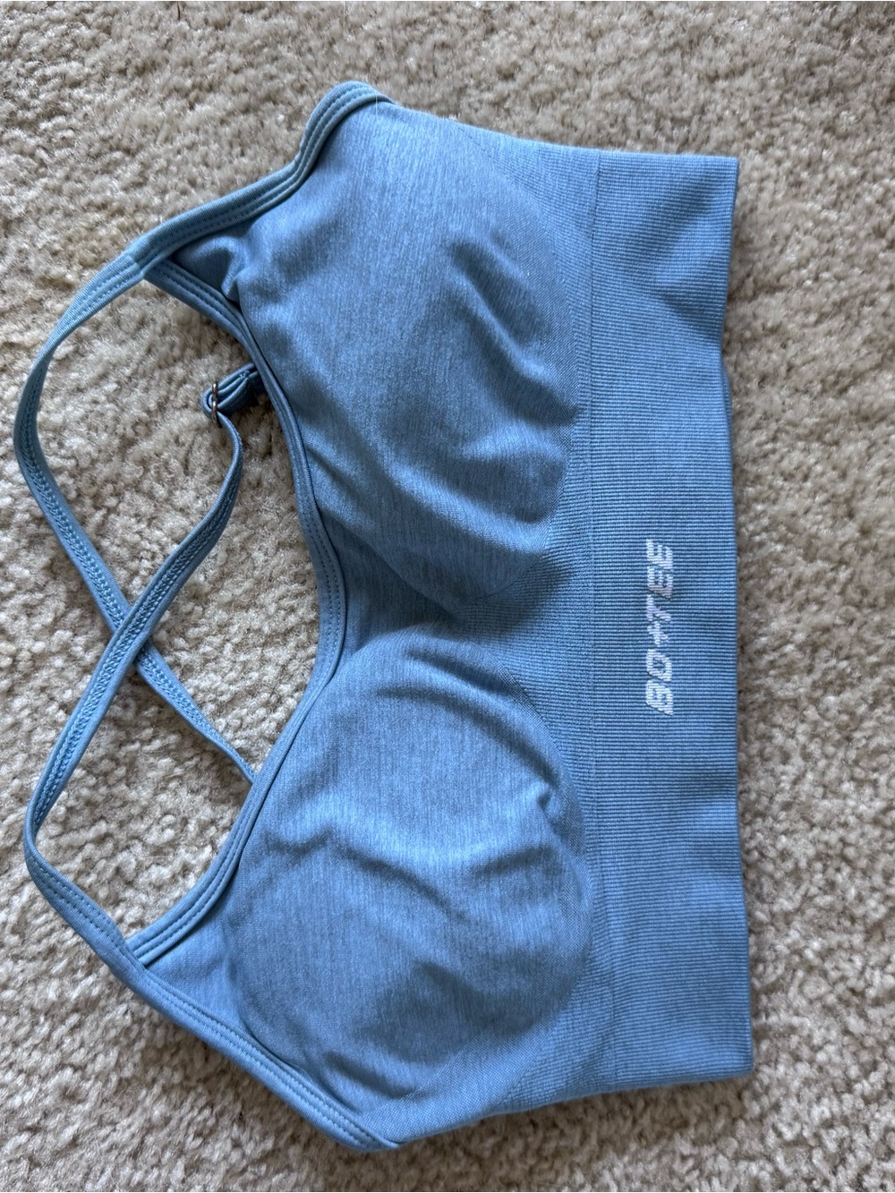 Seamless Light Blue Sports Bra with Light Support